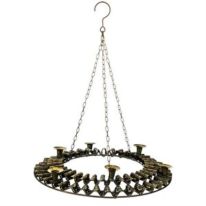 Eskitme Metal Oval Altılı Mumluk 47x7 Cm Ak.dm0001