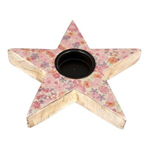 Şiva Çiçek Desenli Yıldız T-light Pembe 17x4 Cm Ak.fq0011