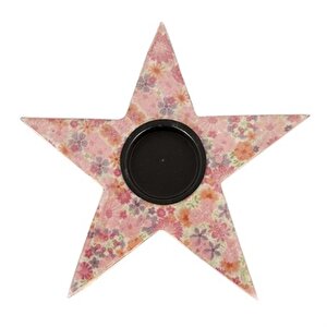 Vitale Şiva Çiçek Desenli Yıldız T-light Pembe 17x4 Cm Ak.fq0011