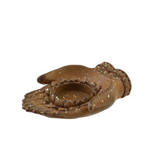 Hand Tealight Mumluk Kahverengi 14*10*2,5 Cm