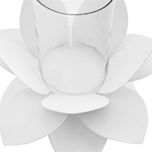 Şiva Nilüfer Metal Mumluk 25x19 Cm Ak.fq0033