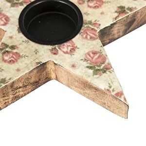 Şiva Çiçek Desenli Yıldız T-light Krem 17x4 Cm Ak.fq0011-k