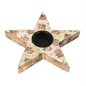 Şiva Çiçek Desenli Yıldız T-light Krem 17x4 Cm Ak.fq0011-k