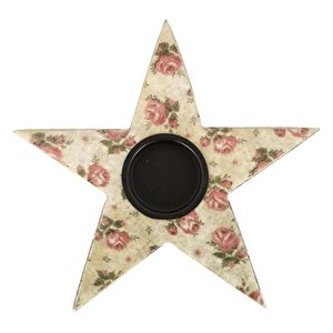 Vitale Şiva Çiçek Desenli Yıldız T-light Krem 17x4 Cm Ak.fq0011-k