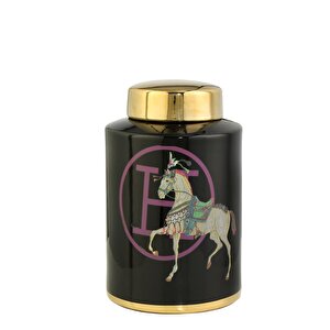 Horse Yaldız Vazo Siyah Gold 12x12x17 Cm Ak.wlt0706