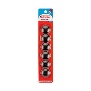 | Magnet 30 Mm Mıknatıs, Siyah, 6'lı Blister, Plastik Kaplama, Notlar İçin