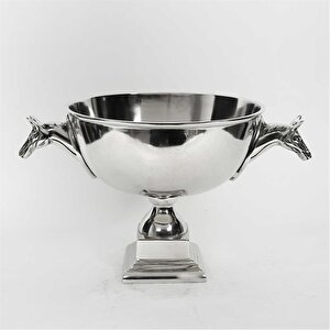 Metal Sılver Büyük Atlı Meyvelik 32*50*28 Cm