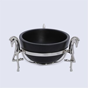 Metal Ahşap Atlı Kase 25*25*15 Cm