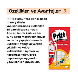 | Multifix Yapıştırıcı Hamur, 65 Parça, Poster Ve Hafif Objeler İçin, Beyaz