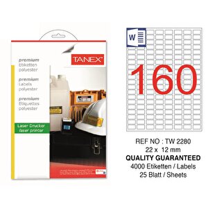 Tw-2280 22x12mm Polyester Etiket 25 Li