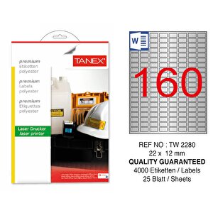 Tw-2280 22x12mm Gümüş Lazer Etiket 4000 Li