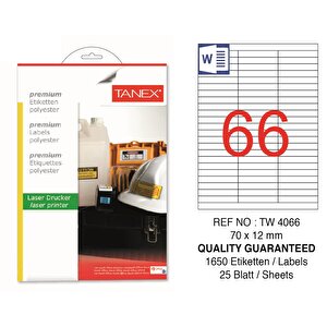Tw-4066 70x12mm Polyester Etiket 25 Li