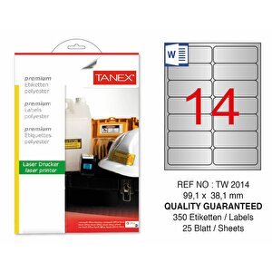 Tw-2014 99.1x38.1mm Gümüş Lazer Etiket 350 Li