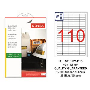 Tw-4110 40x12mm Polyester Etiket 25 Li