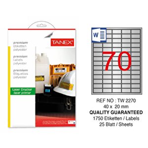 Tw-2270 40x20mm Gümüş Lazer Etiket