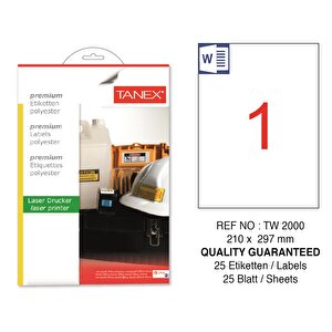 Tw-2000 210x297mm Polyester Etiket 25 Li