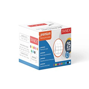 Tanex Nokta Etiket 25 Mm 2500 Adet Beyaz