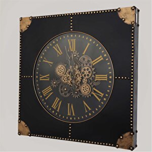 Metal Kare Çarklı Duvar Saati 80*80*8,5 Cm Beyaz