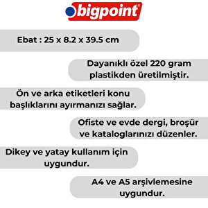 | Plastik Kutu Klasör, Kırmızı, Dayanıklı Abs Malzeme, Dikey Ve Yatay Kullanım, A4 Ve A5 Uyumlu