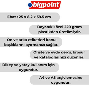 | Plastik Kutu Klasör, Mavi, Dayanıklı Abs Malzeme, Dikey Ve Yatay Kullanım, A4 Ve A5 Uyumlu