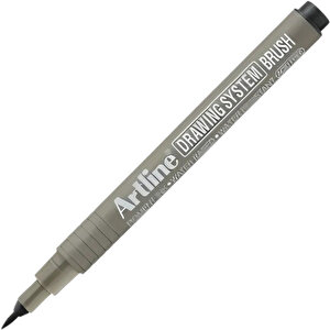 | Drawing System 23fn Teknik Çizim Kalemi, Fırça Uçlu, Siyah, Esnek Ve Hassas Çizimler İçin
