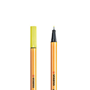 | Point 88 Fineliner Kalem, 0.4 Mm Uç, Floresan Sarı, Metal Destekli Uç, Altıgen Tasarım