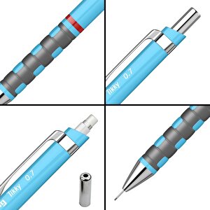 Rotring | Tikky Versatil Kalem Okul Seti, 0.7 Mm Uç, Açık Mavi, Silgi Ve 12'li Uç Hediyeli