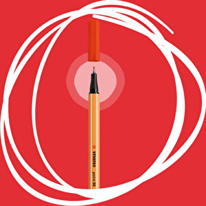 | Point 88 Fineliner Kalem, 0.4 Mm Uç, Kırmızı, Metal Destekli Uç, Altıgen Tasarım
