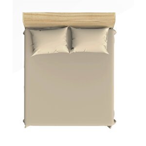 %100 Pamuklu Bej 160x200+2*(50x70) Çift Kişilik Lastikli Çarşaf Ve Yastık Kılıfı Seti