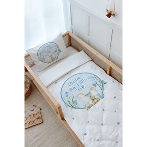Montessori Nevresim Takımı (100x200) - For Baby Serisi - Mavi Sallanan At