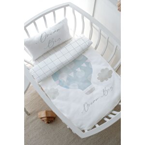 Park Yatak Nevresim Takımı (80x120) - Pure Baby Serisi - Bulutlu Mavi Hava Balonu