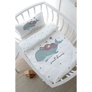 Park Yatak Nevresim Takımı (80x120) - Pure Baby Serisi - Balina Ve Çocuk