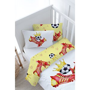 Bebek Boy Nevresim Takımı (100x150) - For Baby Serisi - Sarı - Kırmızı