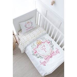 Bebek Boy Nevresim Takımı (100x150) - Pink Royal Series - F Harfi