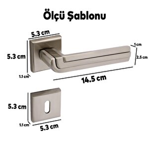 Defne Lüx İnox Kare Rozetli Oda Kapısı Uyumlu Kapı Kolu Sağa Ve Sola Uygun Kapı Kolları 1 Takım