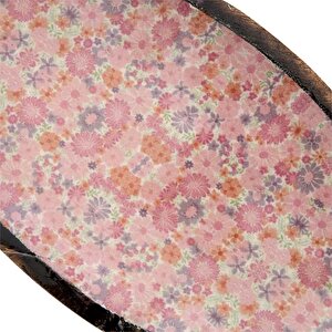 Vitale Şiva Çiçek Desenli Pembe Dekoratif Oval Tepsi Ak.fq0009-p