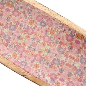 Vitale Şiva Çiçek Desenli Pembe Dekoratif Tepsi Ak.fq0010