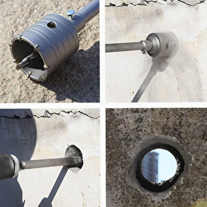 Adaptörlü Metal Sds Plus Elmas Panç Ø 50 Mm Çap Delik Oyuk Açma Delme Buat Açma Testeresi 1 Adet