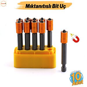10 Adet Mıknatıslı Bits Uç Pz2 65 Mm Renkli Vida Tutucu Sökme Yıldız Matkap Vidalama Ucu S2 Çeliği