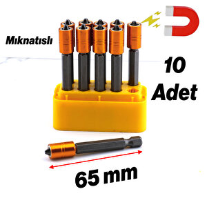 10 Adet Mıknatıslı Bits Uç Pz2 65 Mm Renkli Vida Tutucu Sökme Yıldız Matkap Vidalama Ucu S2 Çeliği
