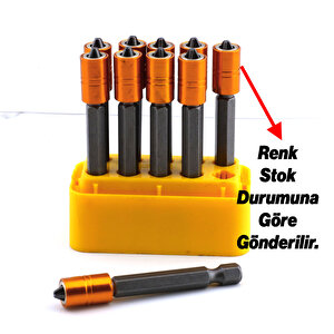 10 Adet Mıknatıslı Bits Uç Pz2 65 Mm Renkli Vida Tutucu Sökme Yıldız Matkap Vidalama Ucu S2 Çeliği