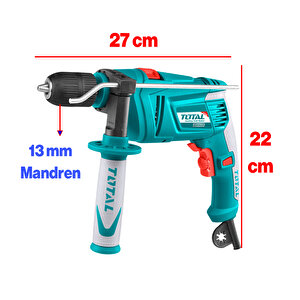Total Darbeli Matkap 850 W Tg109136-2 Metal Beton Ahşap Kömürlü Delme Kırıcı Delici