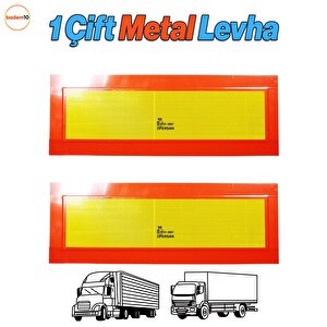1 Çi̇ft Metal Levha Tüvtürk Uyumlu E37 Tır Kamyon Dorse Kasa Çekici Arkası Reflektörlü Fosforlu