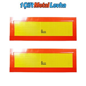 1 Çi̇ft Metal Levha Tüvtürk Uyumlu E37 Tır Kamyon Dorse Kasa Çekici Arkası Reflektörlü Fosforlu