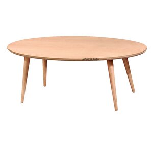 Altınordu Oval Retro Orta Sehpa Cilasız Ham Ahşap