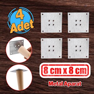 Metal Çinko Masa Bağlantı Sacı Düz 8 X 8 Cm Mobilya Yemek Masası Ayak Bağlama Saçı Aparat 4 Adet
