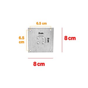 Metal Çinko Masa Bağlantı Sacı Düz 8 X 8 Cm Mobilya Yemek Masası Ayak Bağlama Saçı Aparat 4 Adet