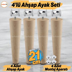 4 Adet Ahşap 21 Cm Bağlantı Aparat Mobilya Koltuk Kanepe Berjer Ayağı Yükseltici Ayakları M8 Civata