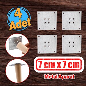 Metal Çinko Masa Bağlantı Sacı Düz 7 X 7 Cm Mobilya Yemek Masası Ayak Bağlama Saçı Aparat 4 Adet