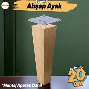 Ahşap Ayak 20 Cm Kare Bağlantı Aparatı Dahil Mobilya Koltuk Kanepe Sehpa Masa Ayağı Ayakları Boyasız